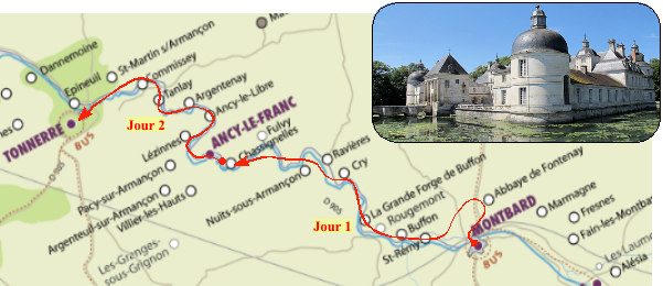 Carte Canal de Bourgogne