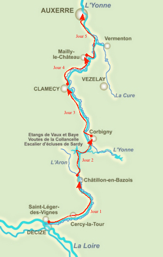 Carte Canal du Nivernais