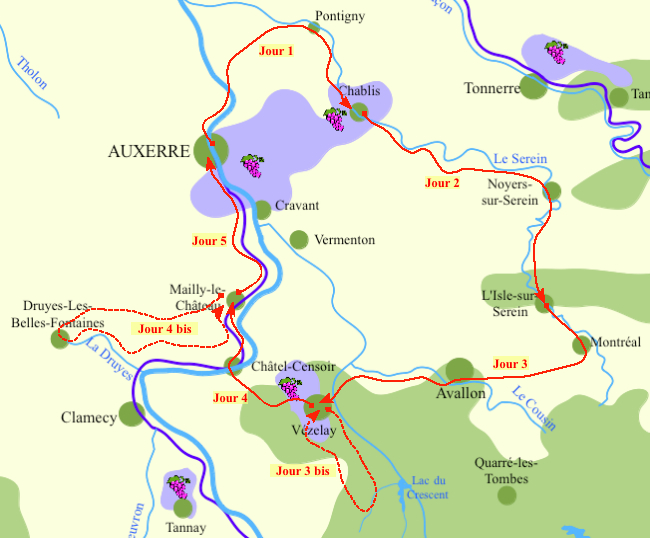 Carte Panoramas et vallées de l'Yonne